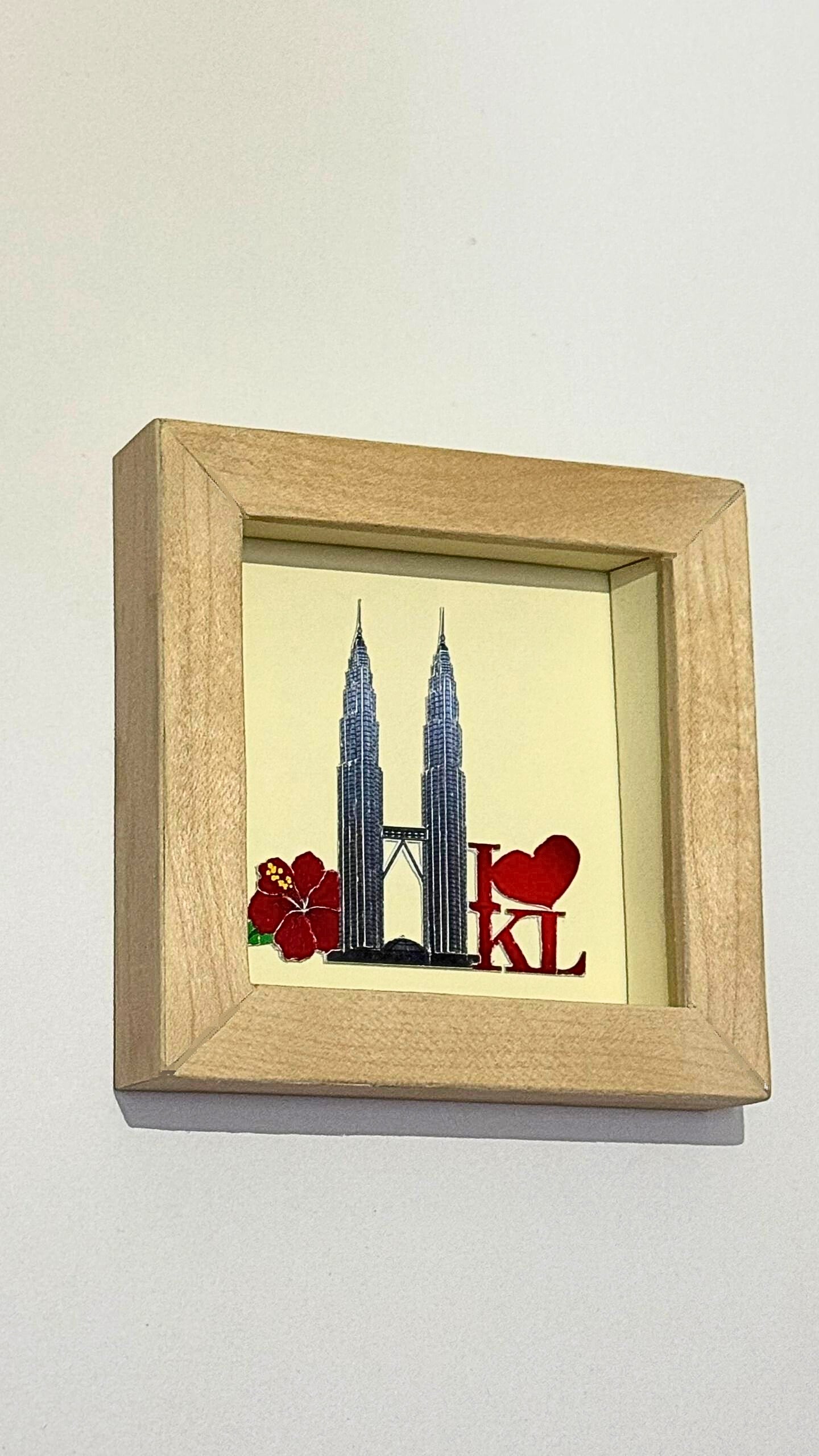 KL Twin Towers – Wooden Frame Paper Cut