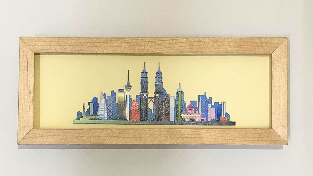 KL Skyline – Wooden Frame Paper Cut
