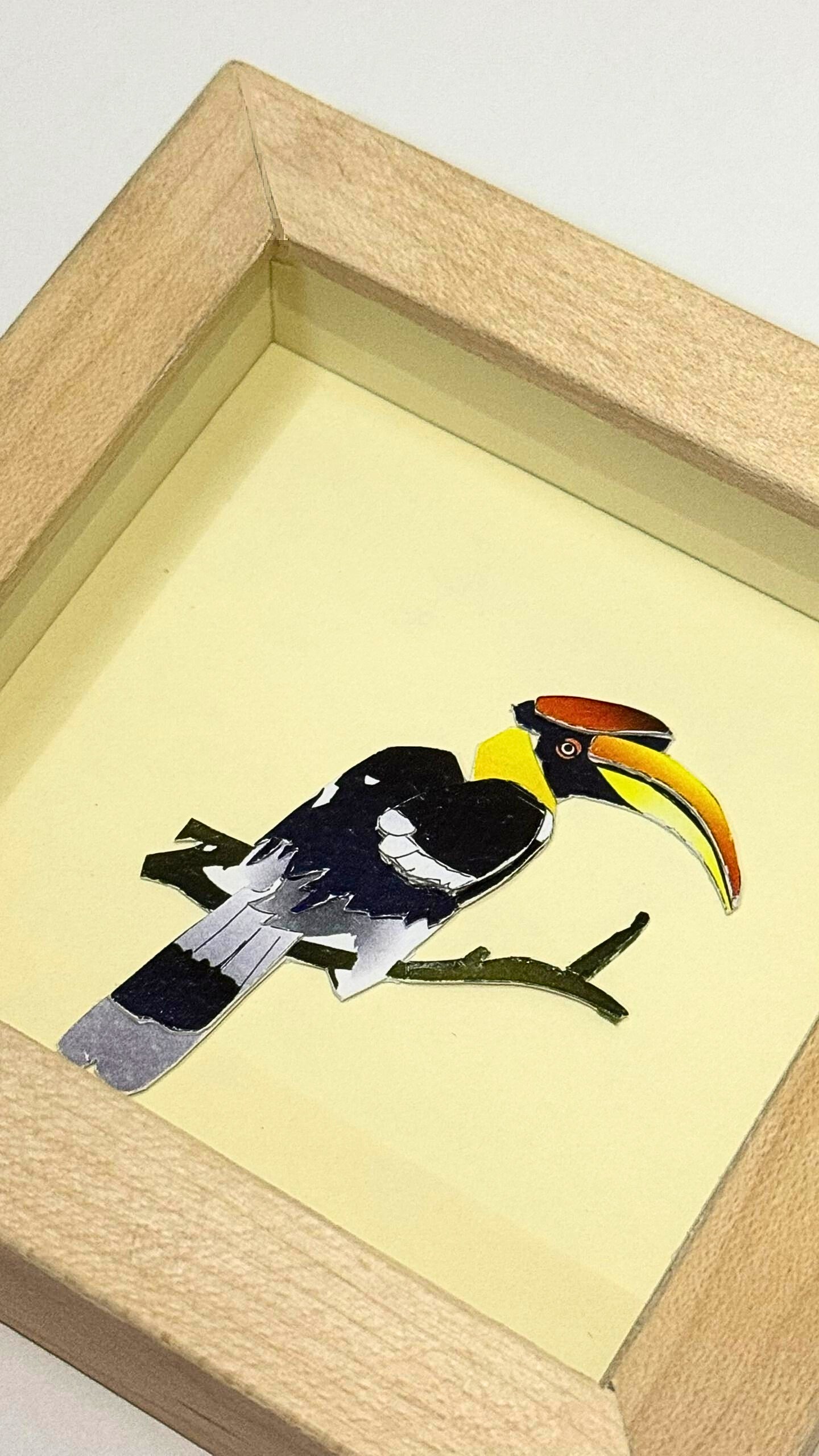 Hornbill - Wooden Frame Paper Cut