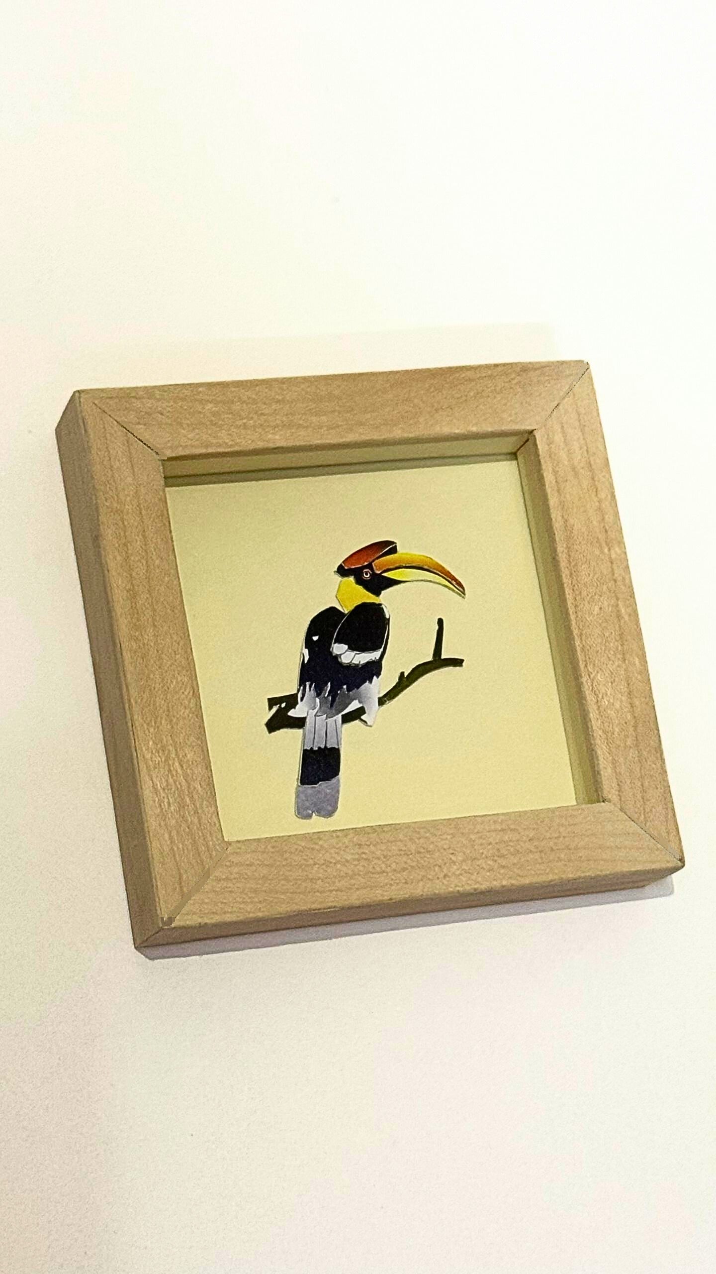 Hornbill - Wooden Frame Paper Cut