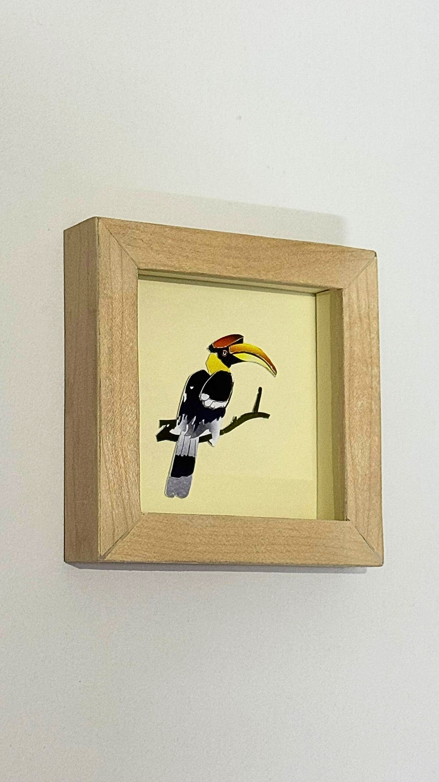 Hornbill - Wooden Frame Paper Cut