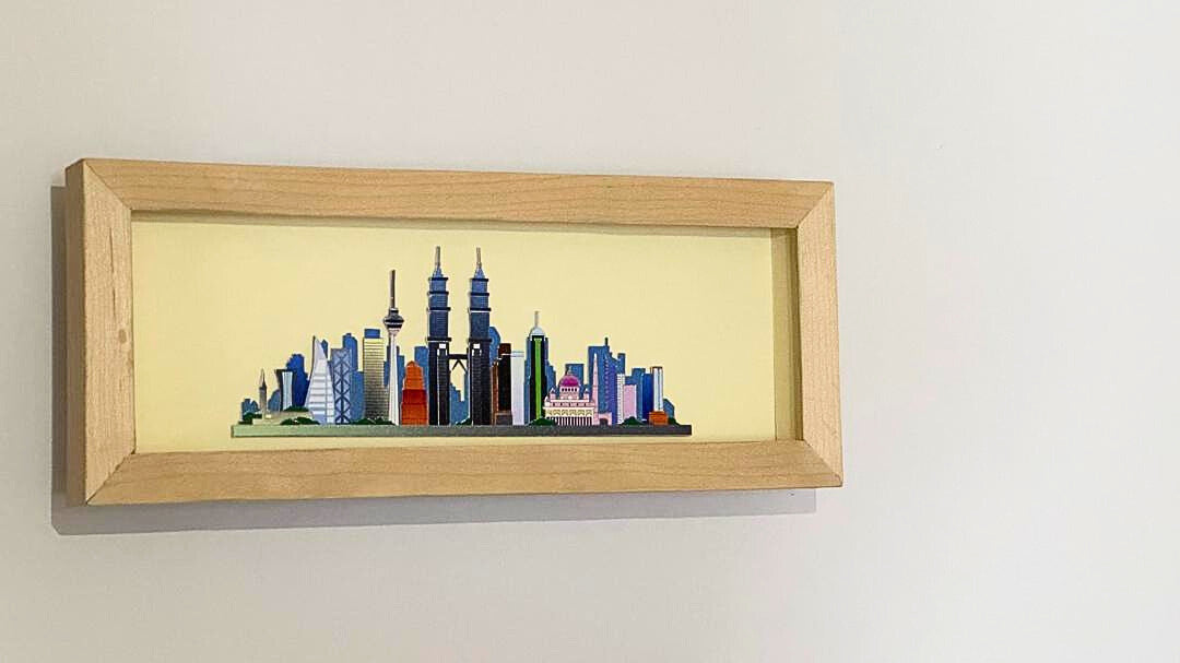 KL Skyline – Wooden Frame Paper Cut