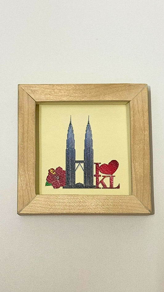 KL Twin Towers – Wooden Frame Paper Cut