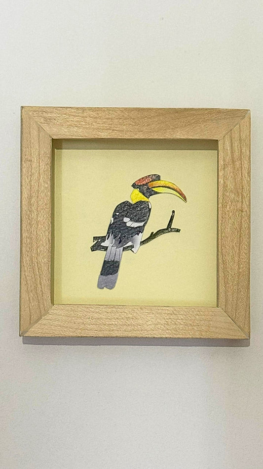 Hornbill - Wooden Frame Paper Cut